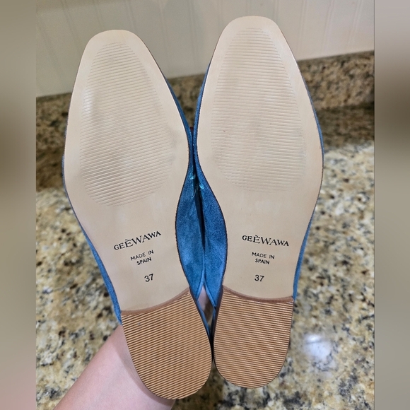 GeeWaWa Anthropologie Sundance Slide on Mules Shoes Sandals Size 37 Blue Floral - Picture 6 of 6